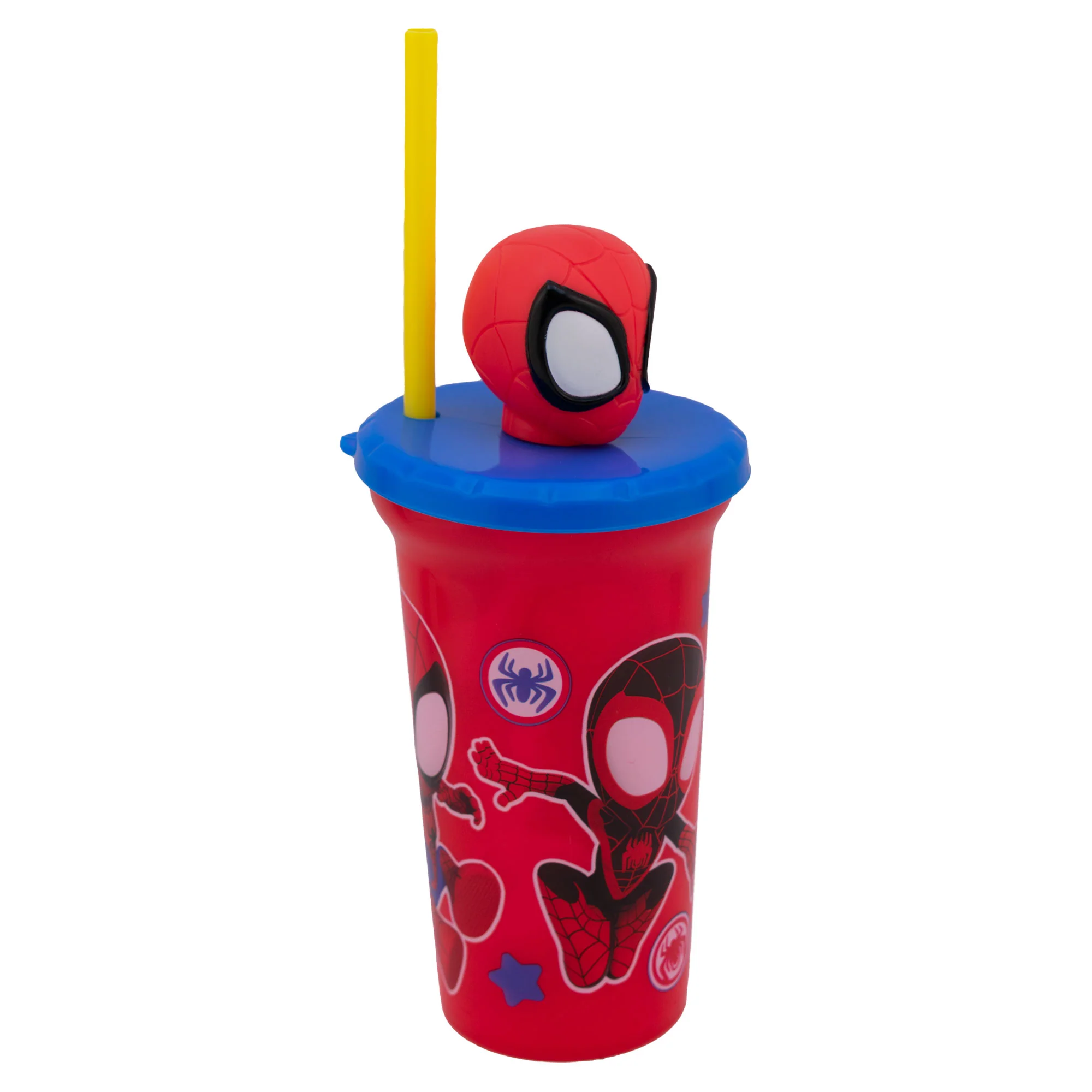 Vaso Infantil Con Tapa 3d Y Popote Spiderman 443ml - Imagen 3