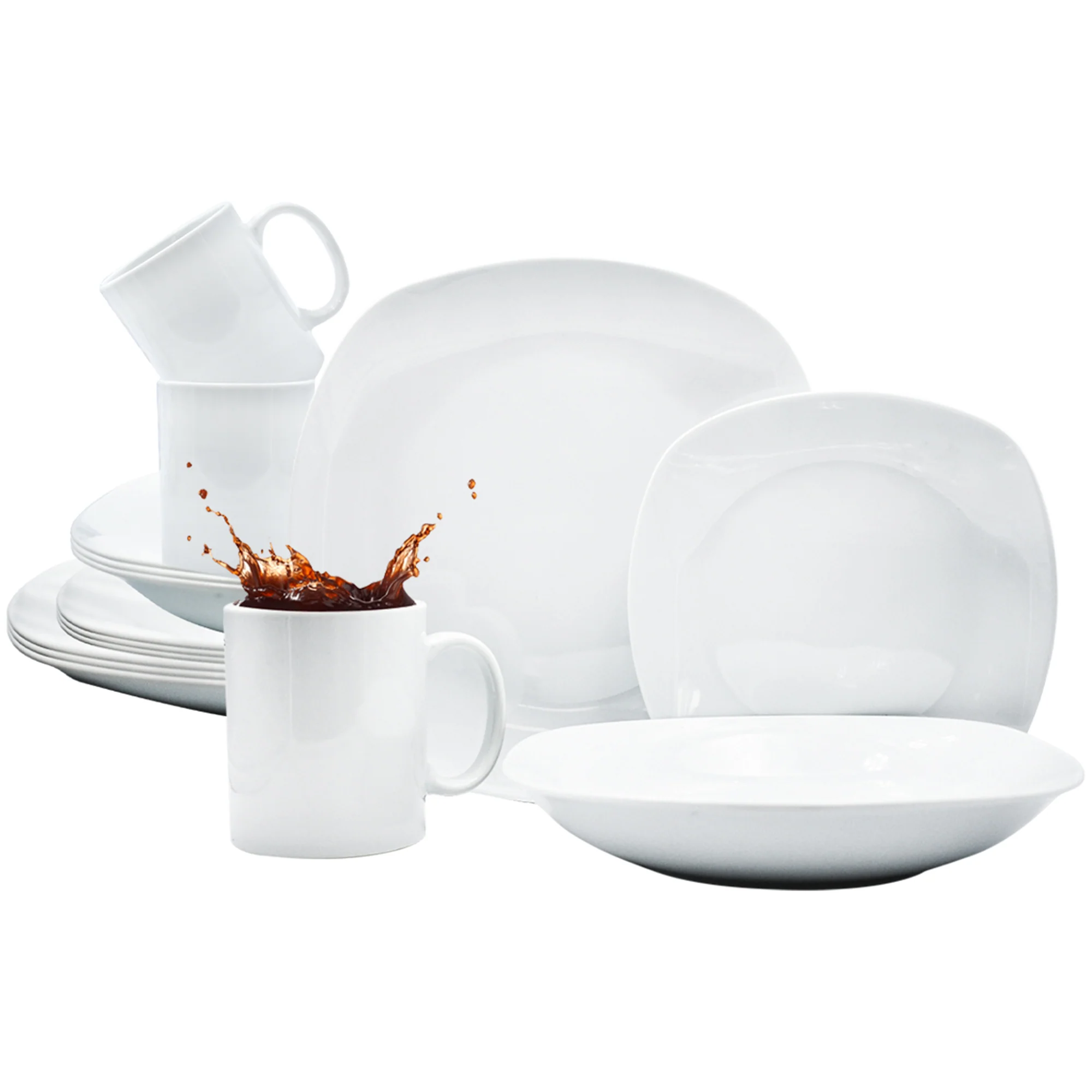 Vajilla con Tazas Kaiser Moderna Porcelana 16 piezas Blanca
