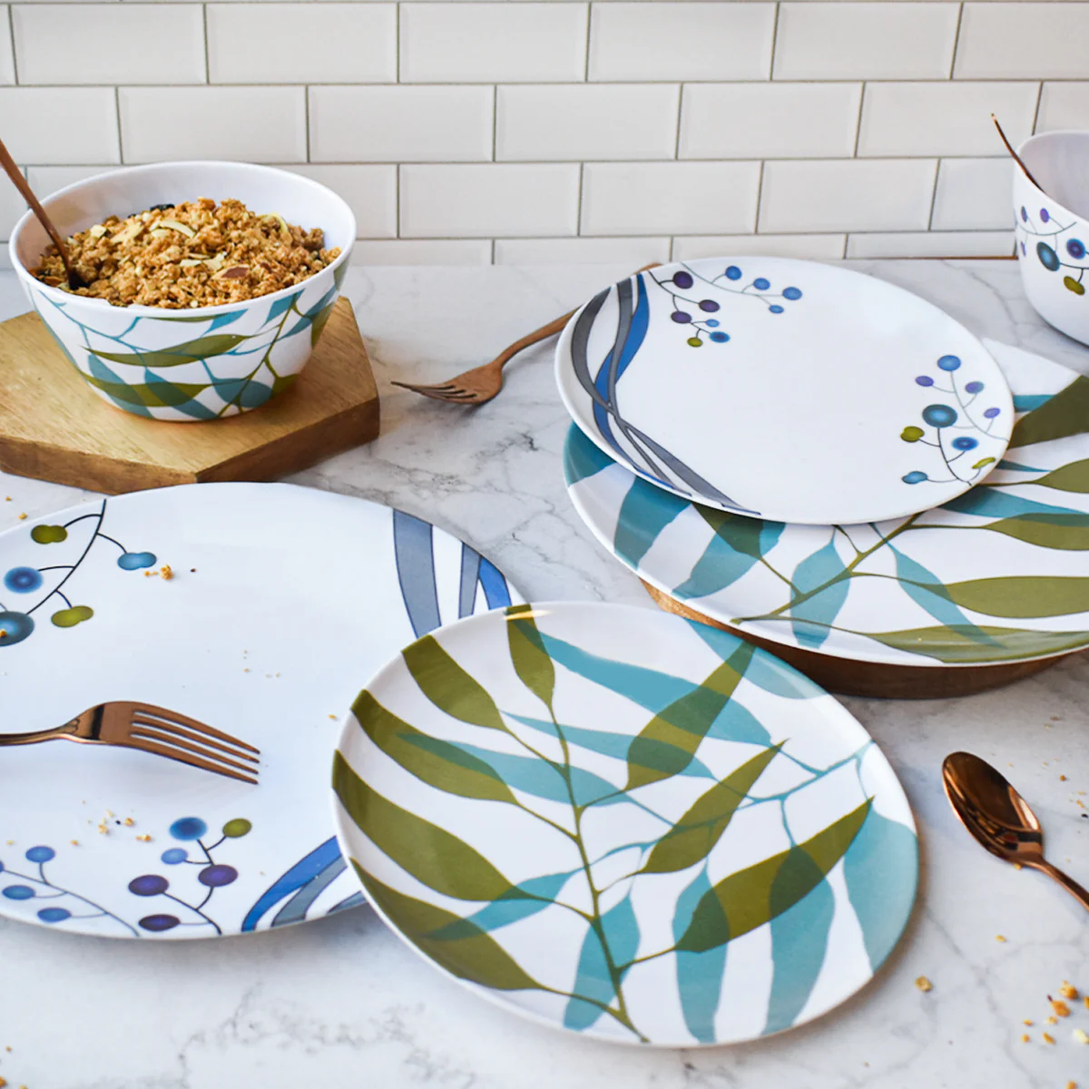 Vajilla Top Choice Palmeras Melamina 12pz - Imagen 2