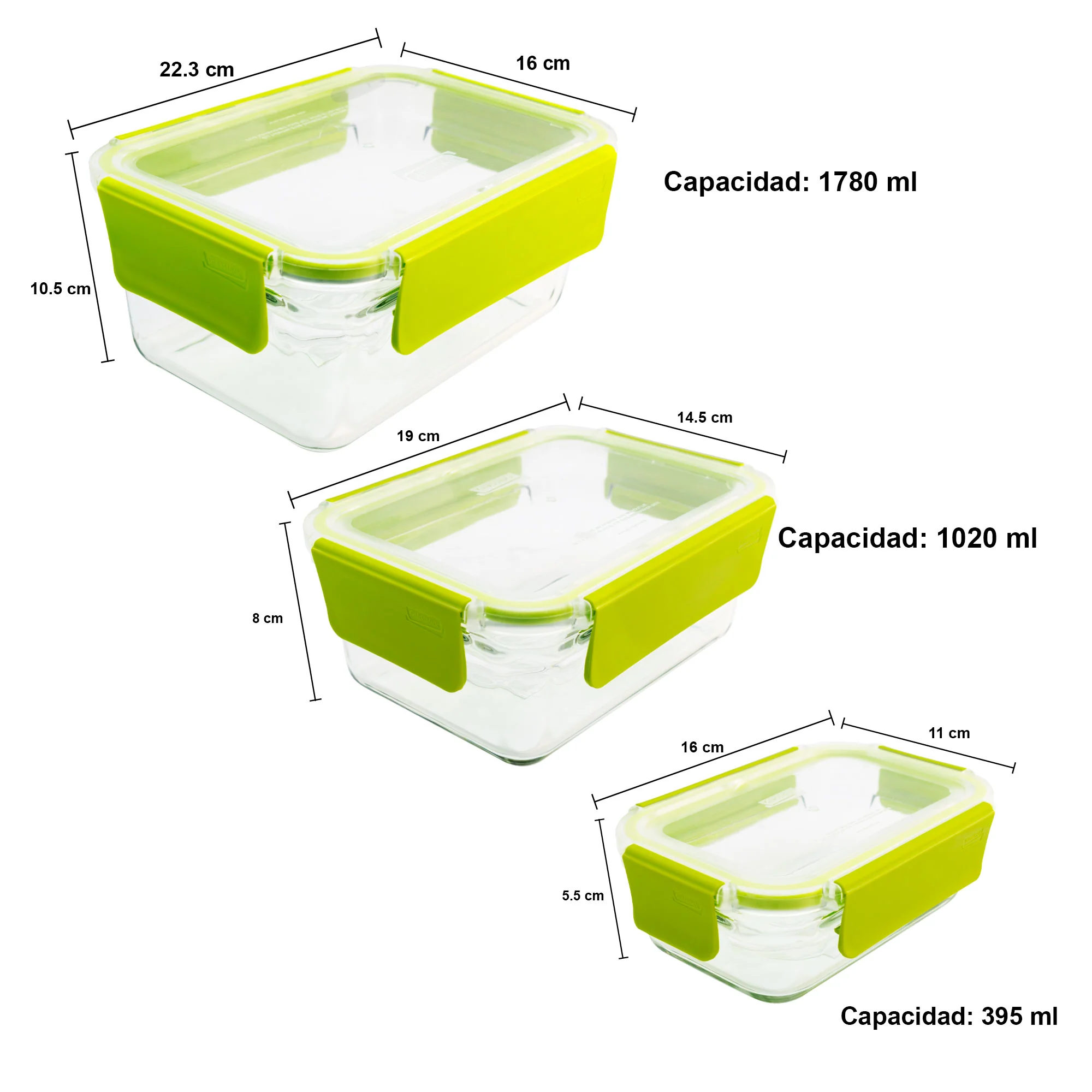 Juego De Herméticos Rectangulares Diferentes Colores - Imagen 5