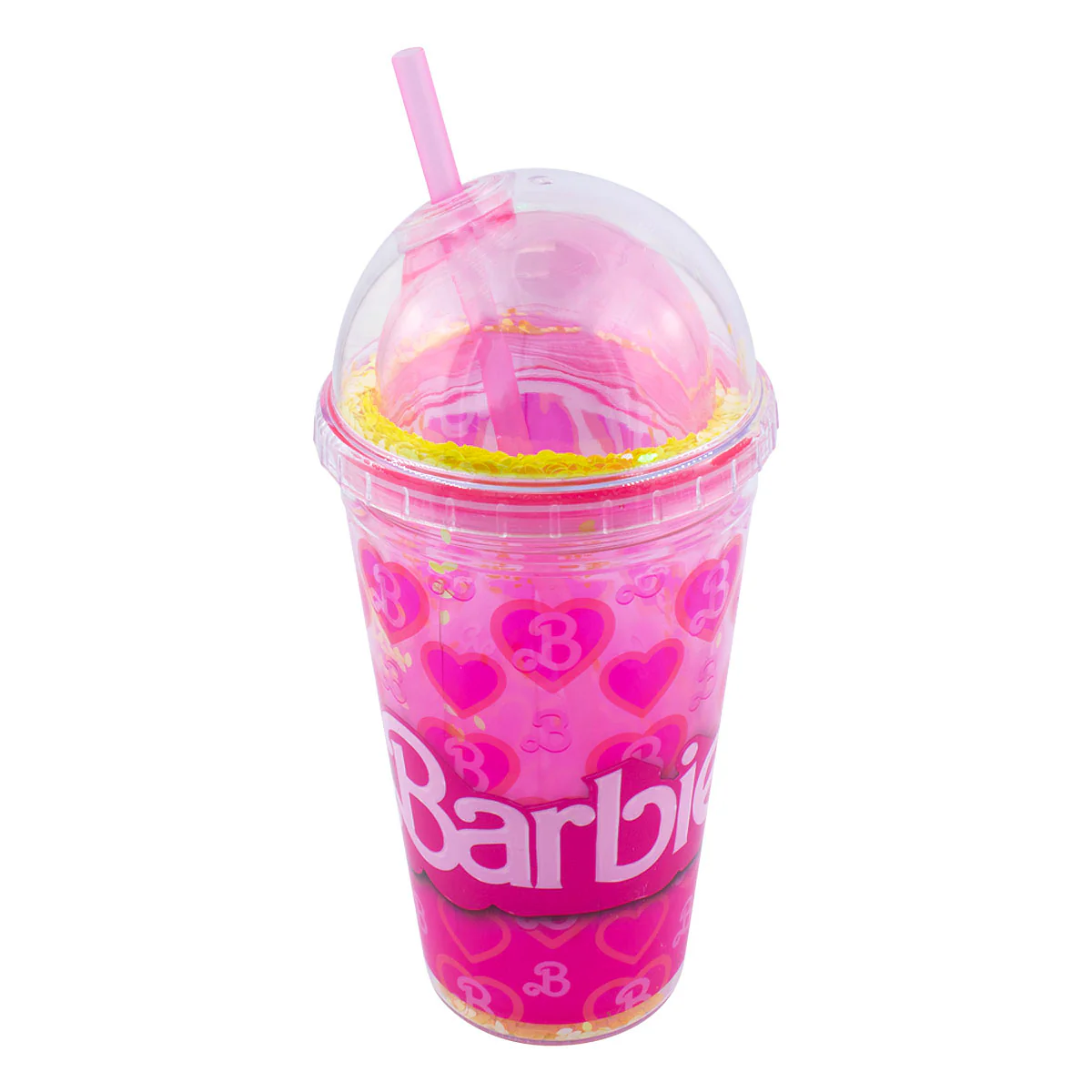 Vaso de Plástico con Doble Pared, Tapa tipo Domo y Popote Fun kids Barbie 500ml - Imagen 5