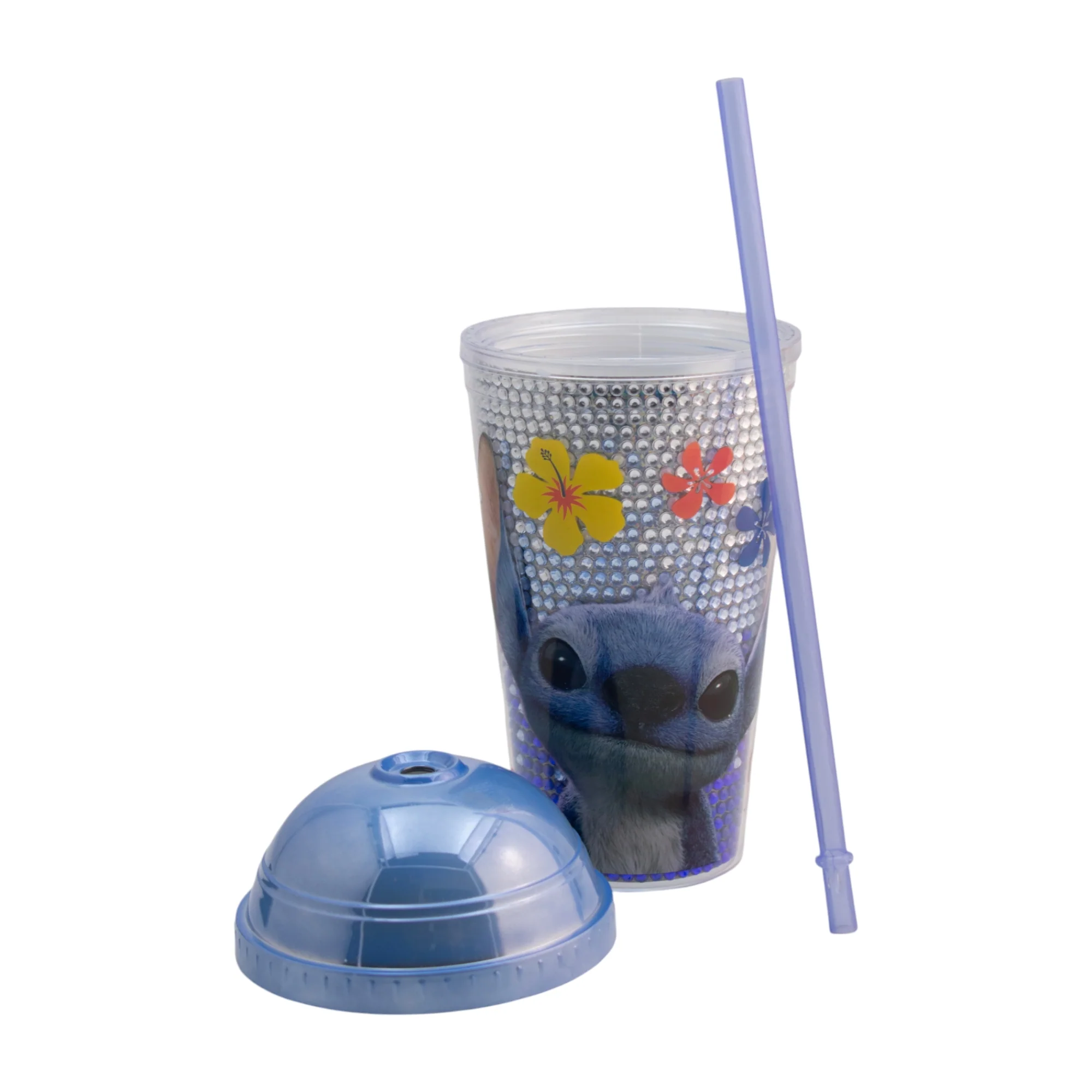 Vaso de Plástico con Doble Pared Tapa tipo Domo y Popote Disney Stitch Live Action 500ml - Imagen 5