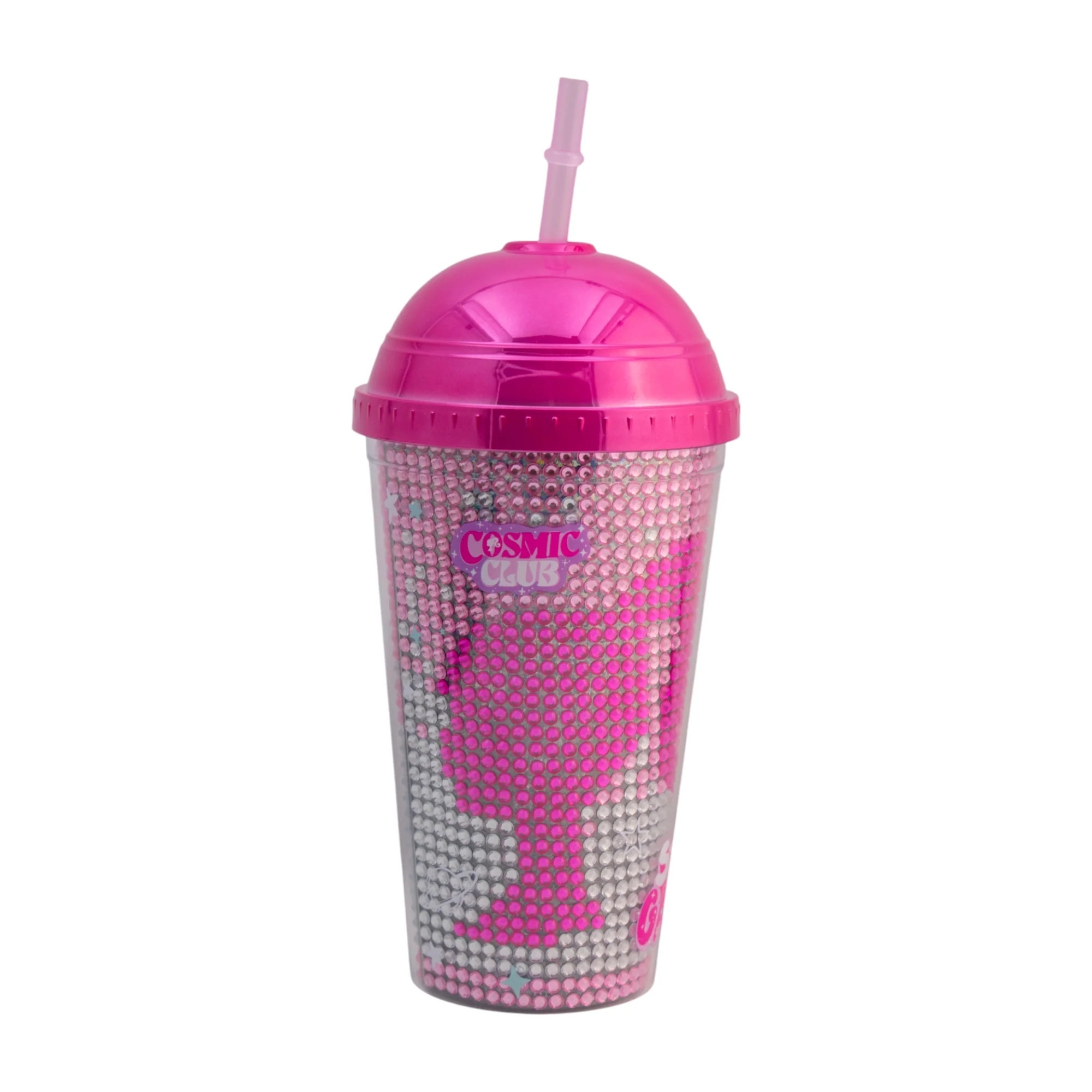 Vaso con Doble Pared con Tapa tipo Domo y Brillitos BARBIE 500ml