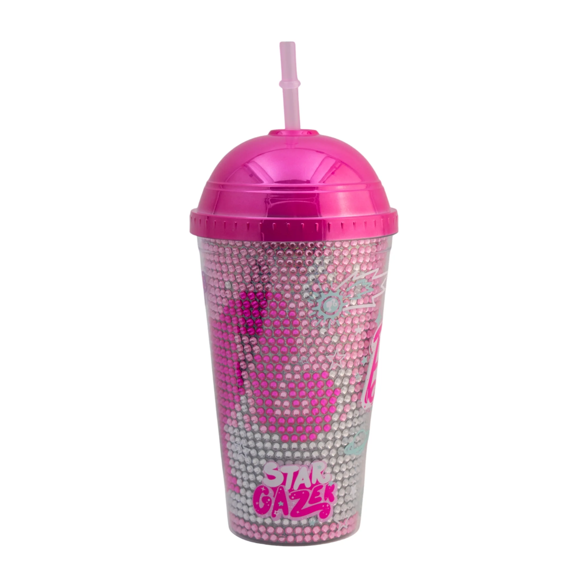 Vaso con Doble Pared con Tapa tipo Domo y Brillitos BARBIE 500ml - Imagen 3