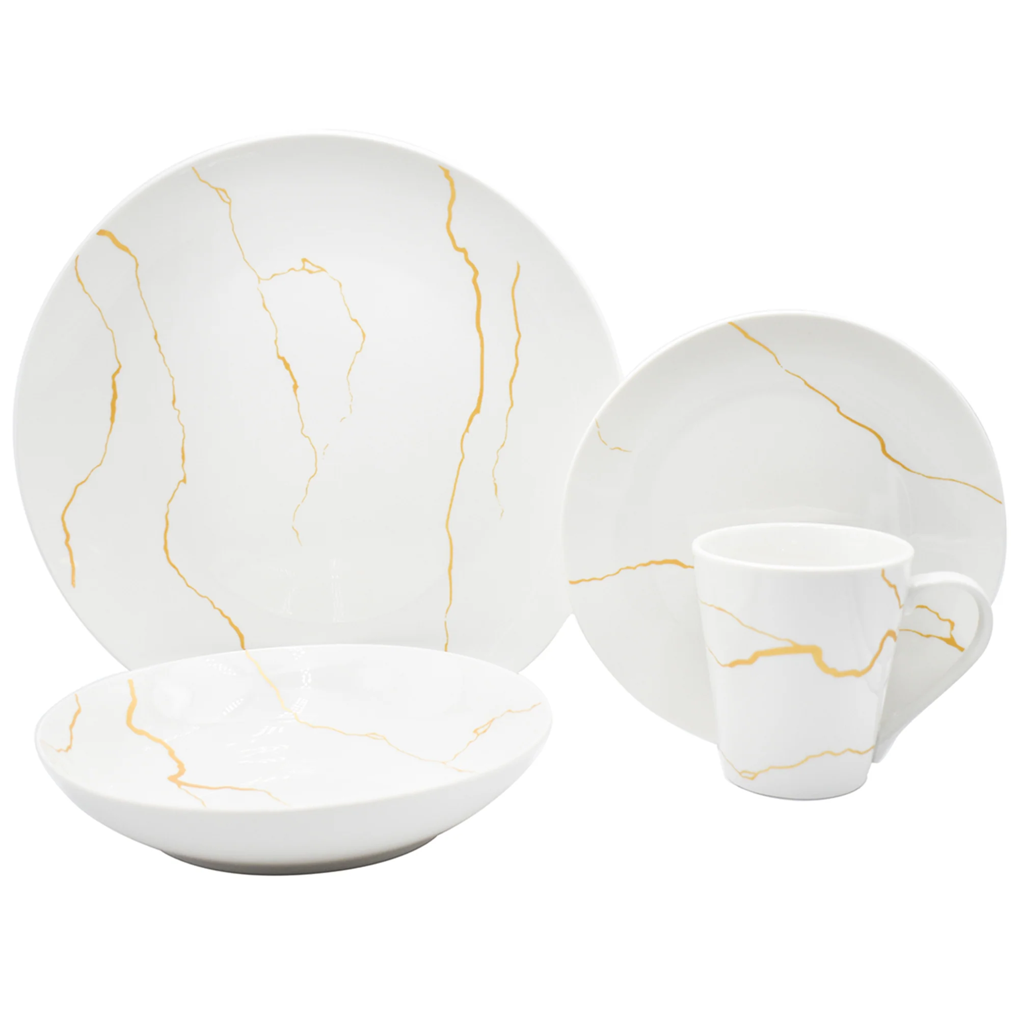 Vajilla con Tazas Para 4 Personas Kaiser Art/Golden Marble Porcelana 16 pz - Imagen 7