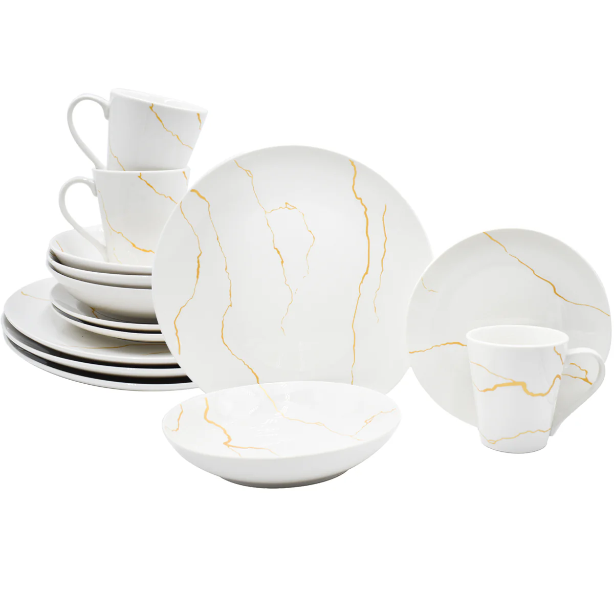 Vajilla con Tazas Para 4 Personas Kaiser Art/Golden Marble Porcelana 16 pz - Imagen 6