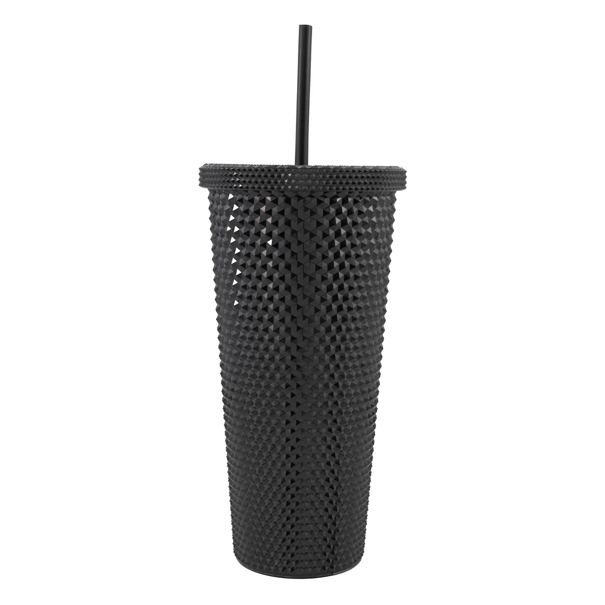 Vaso NUVÓ Grande Con Relieve Diamante Tapa Y Popote 600ml - Imagen 4