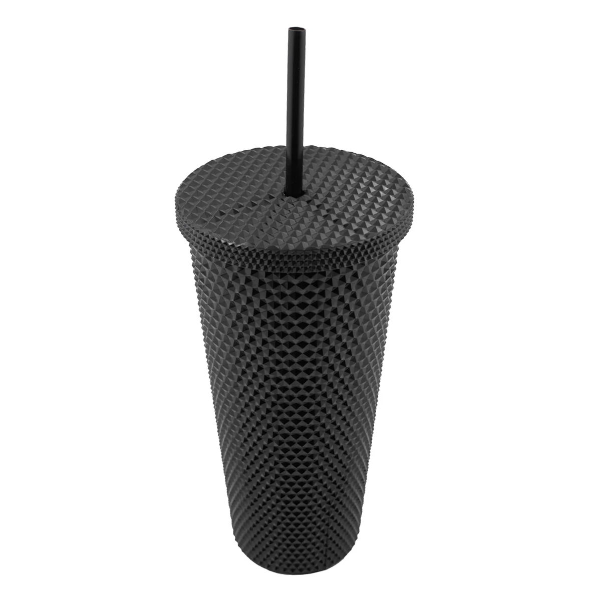 Vaso NUVÓ Grande Con Relieve Diamante Tapa Y Popote 600ml - Imagen 5