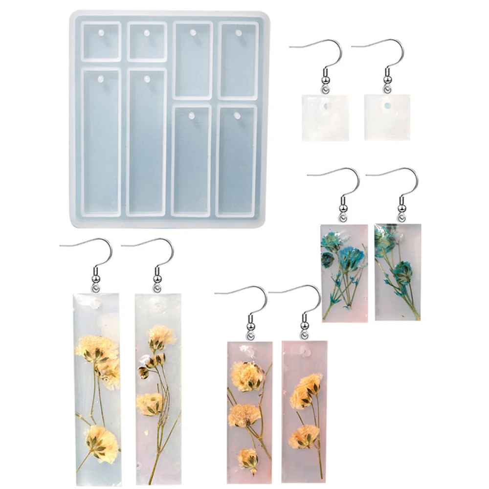 Molde Colgantes Rectangulares Largos para resina