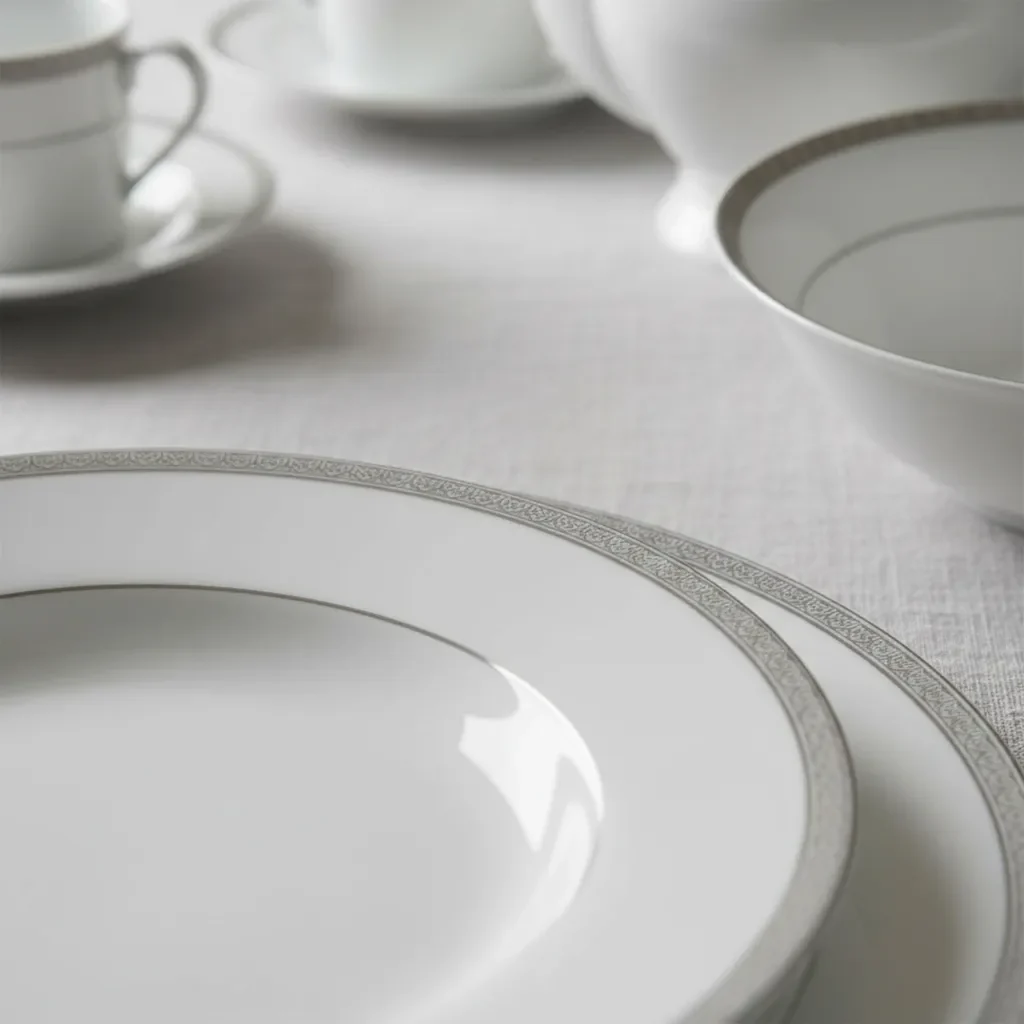 Vajilla De Porcelana Premium Silver Elegante 58 Pzas - Imagen 3