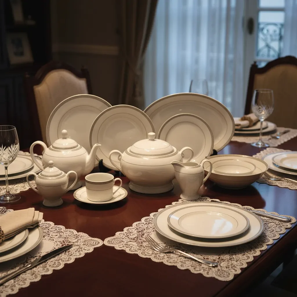 Vajilla De Porcelana Premium Silver Elegante 58 Pzas - Imagen 8