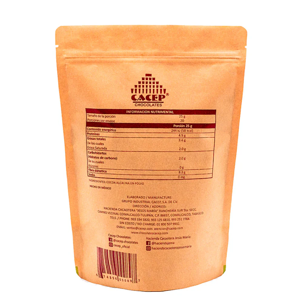 Cocoa en Polvo Alcalina 500 g CACEP - Imagen 2