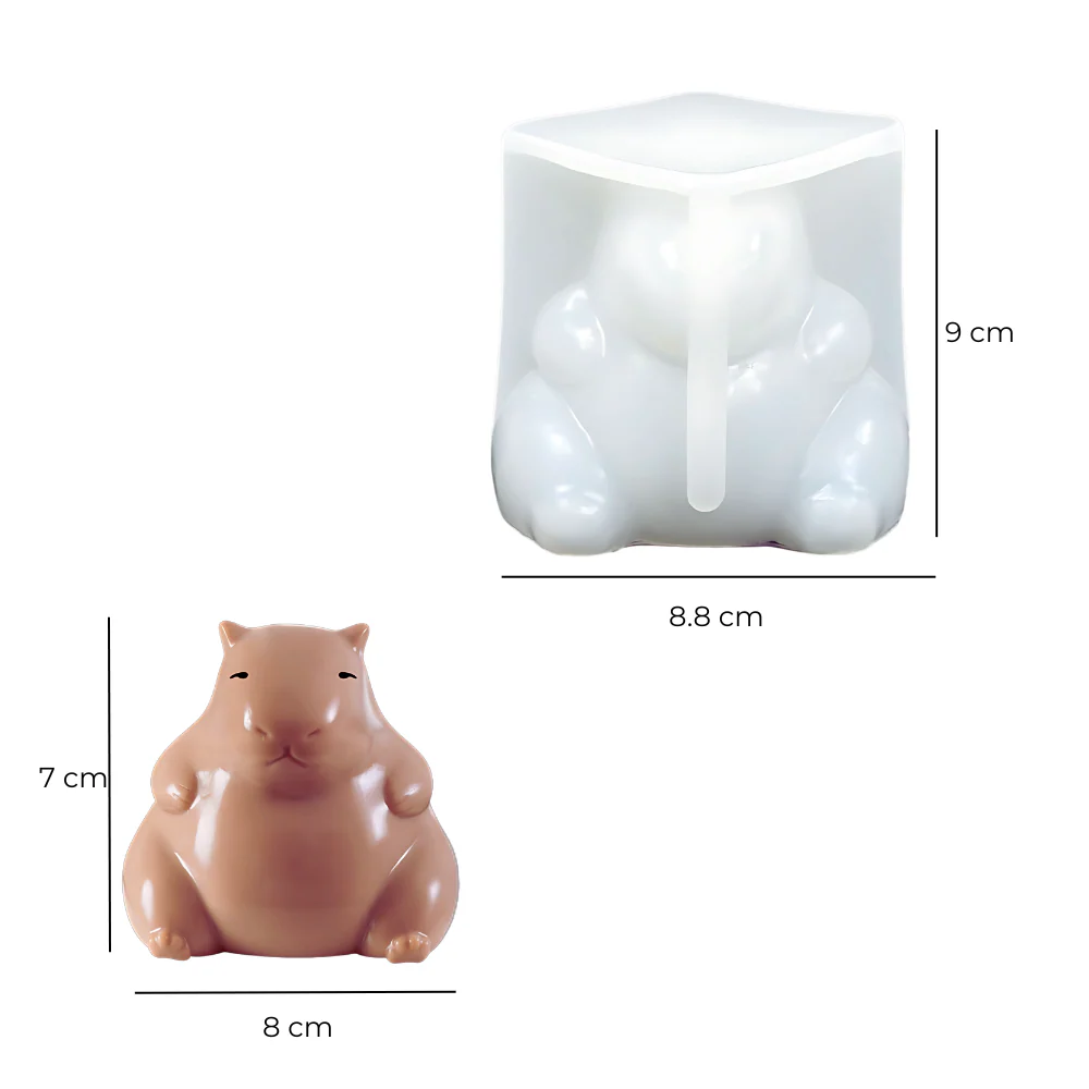 Molde de silicón capibara sentada 3D para vela - Imagen 3