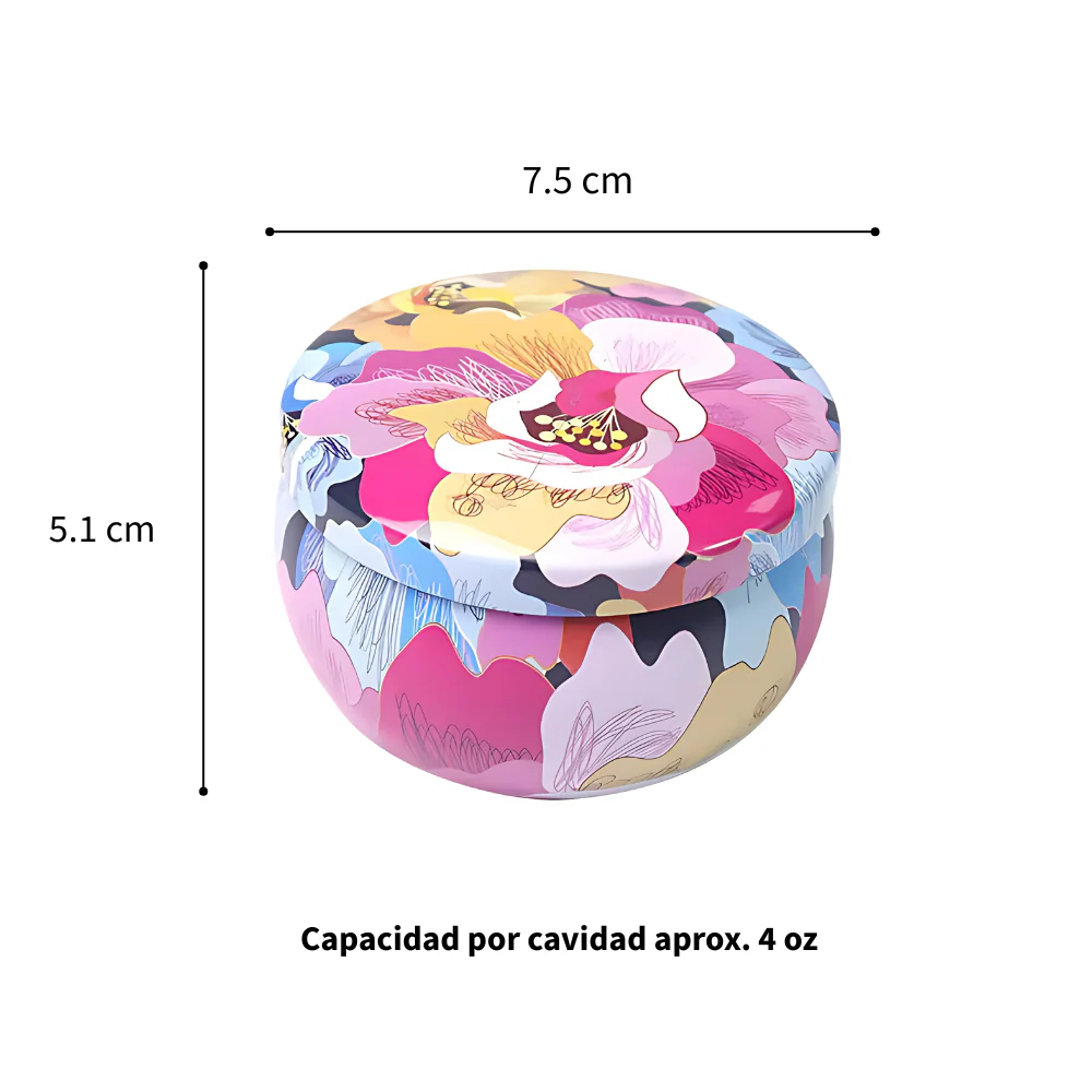 Lata para Vela Aluminio 4 oz. Floral - Imagen 3