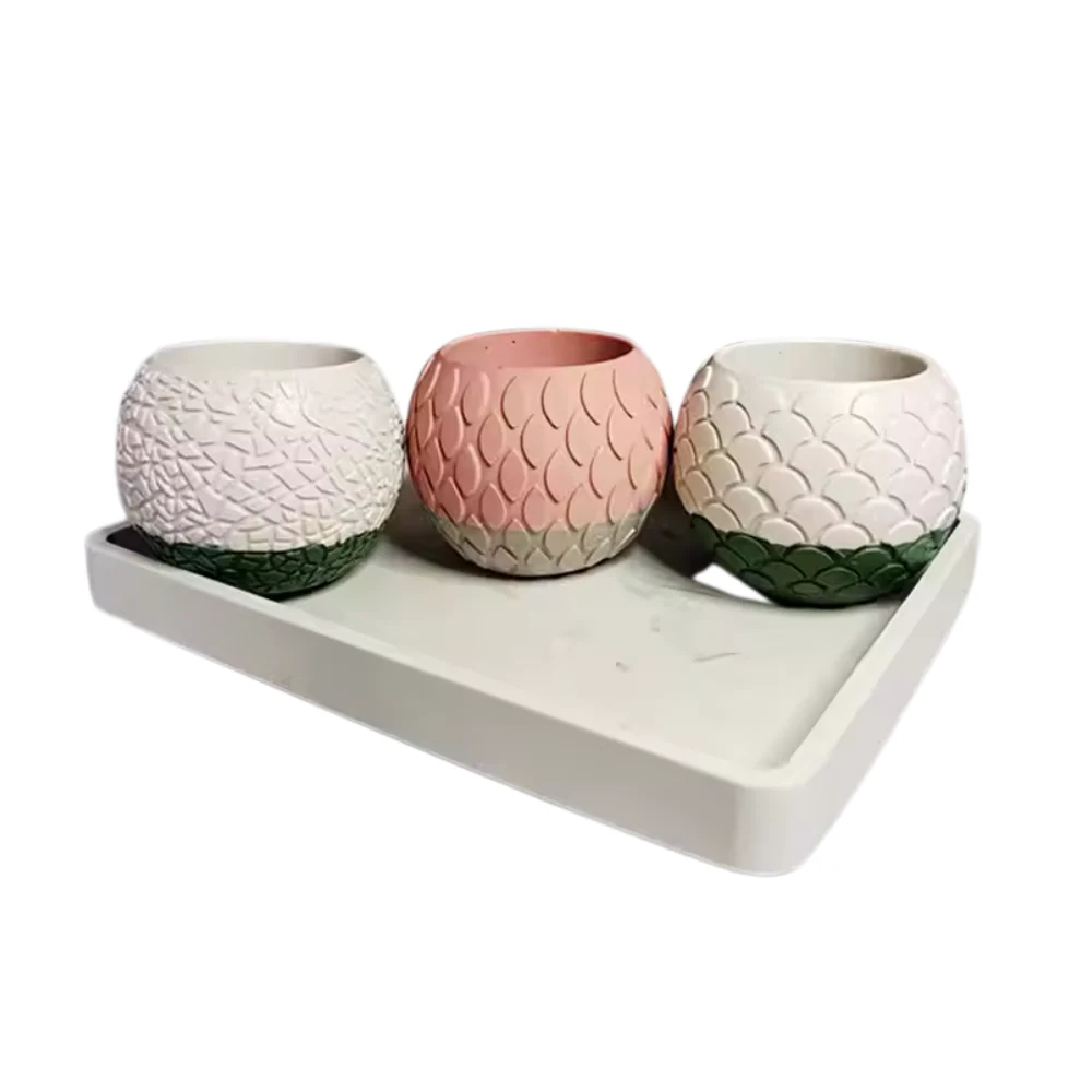 Set de 3 moldes para macetas con relieve - Imagen 3