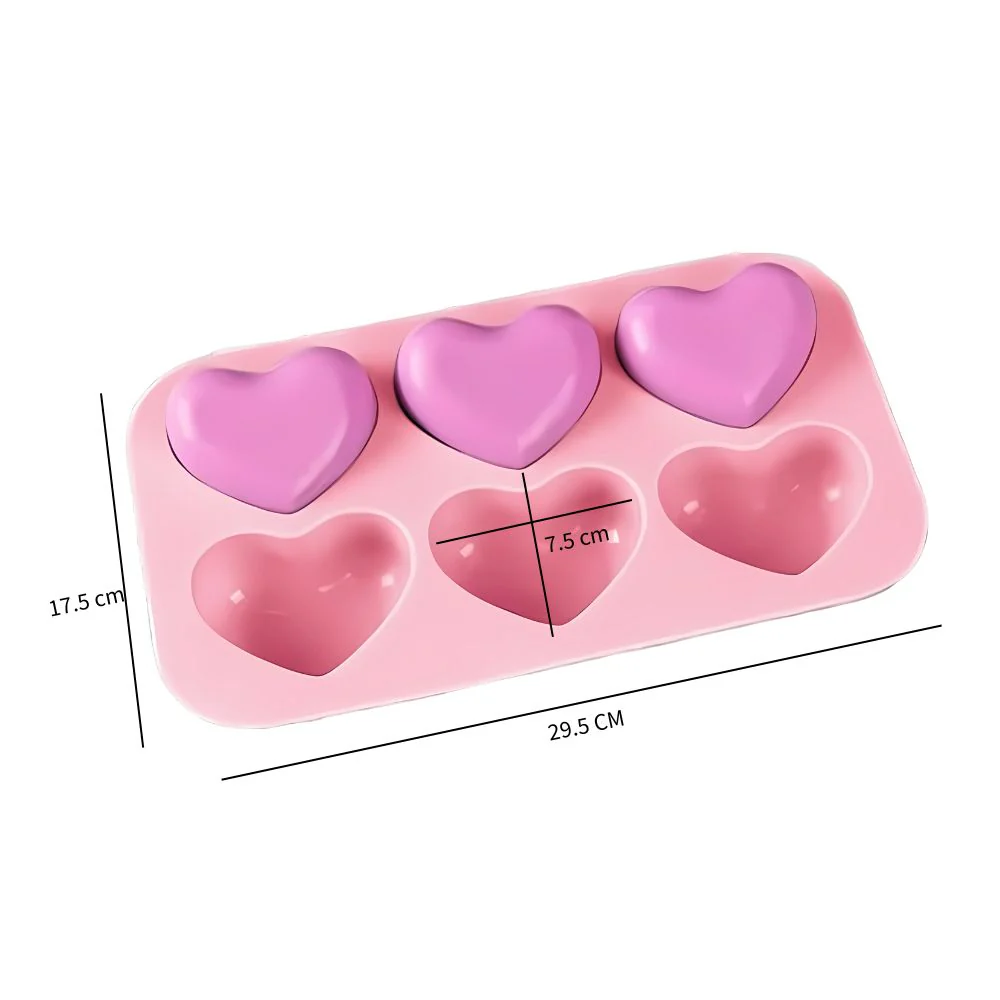 Molde De Silicón corazón 3D 6 cavidades - Imagen 3