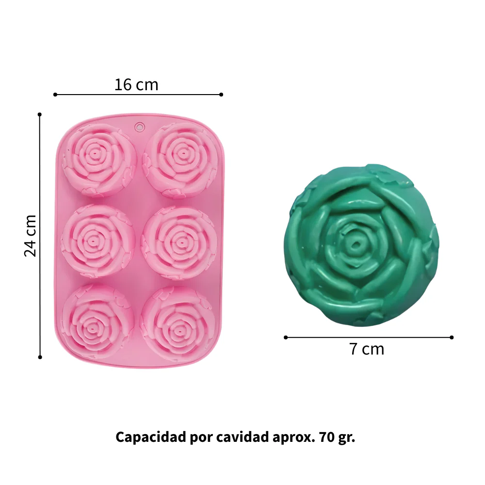 Molde 6 Rosas con Hojas 3D Jabonero - Imagen 4