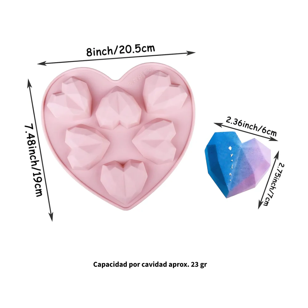 Molde De Silicón corazón diamante - Imagen 3
