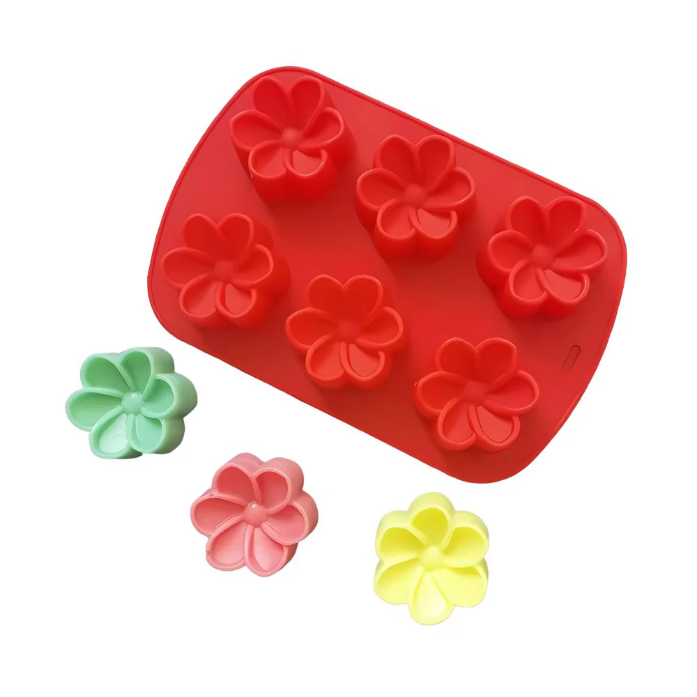 Molde De Silicón de flor con 6 cavidades