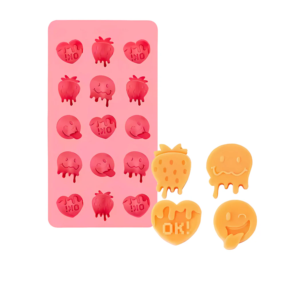 Molde De Silicón Emoji Derretido 15 cavidades