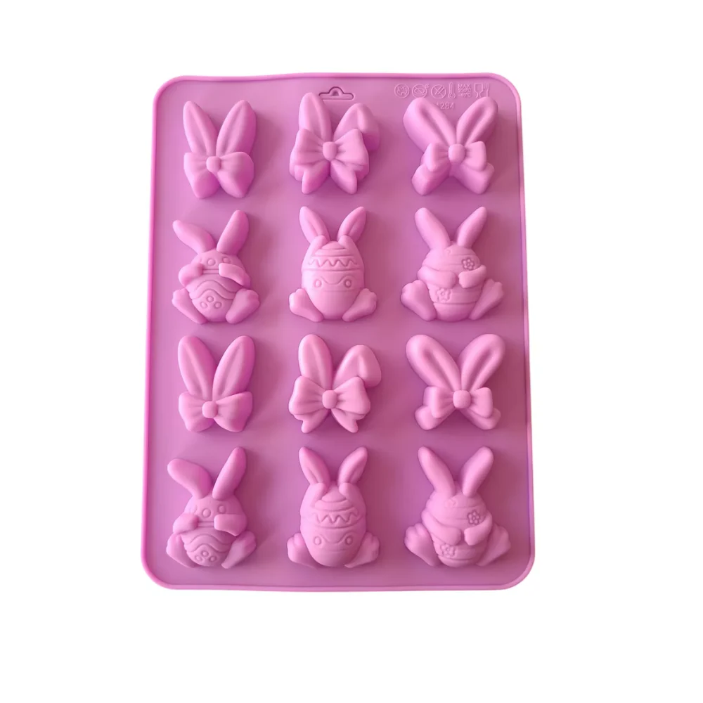 Molde 12 Conejitos con Huevos de Pascua - Imagen 2