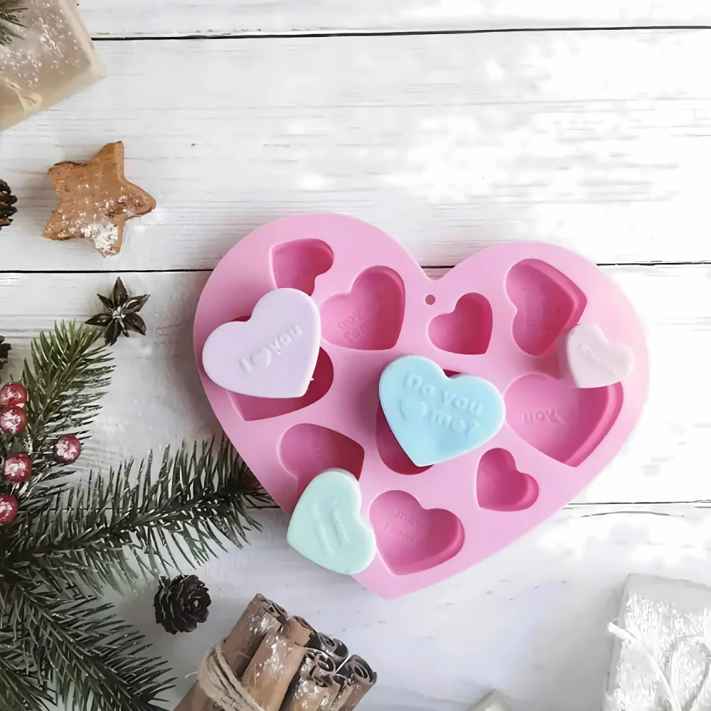 Molde De Silicón Corazones Frases 10 cavidades - Imagen 2