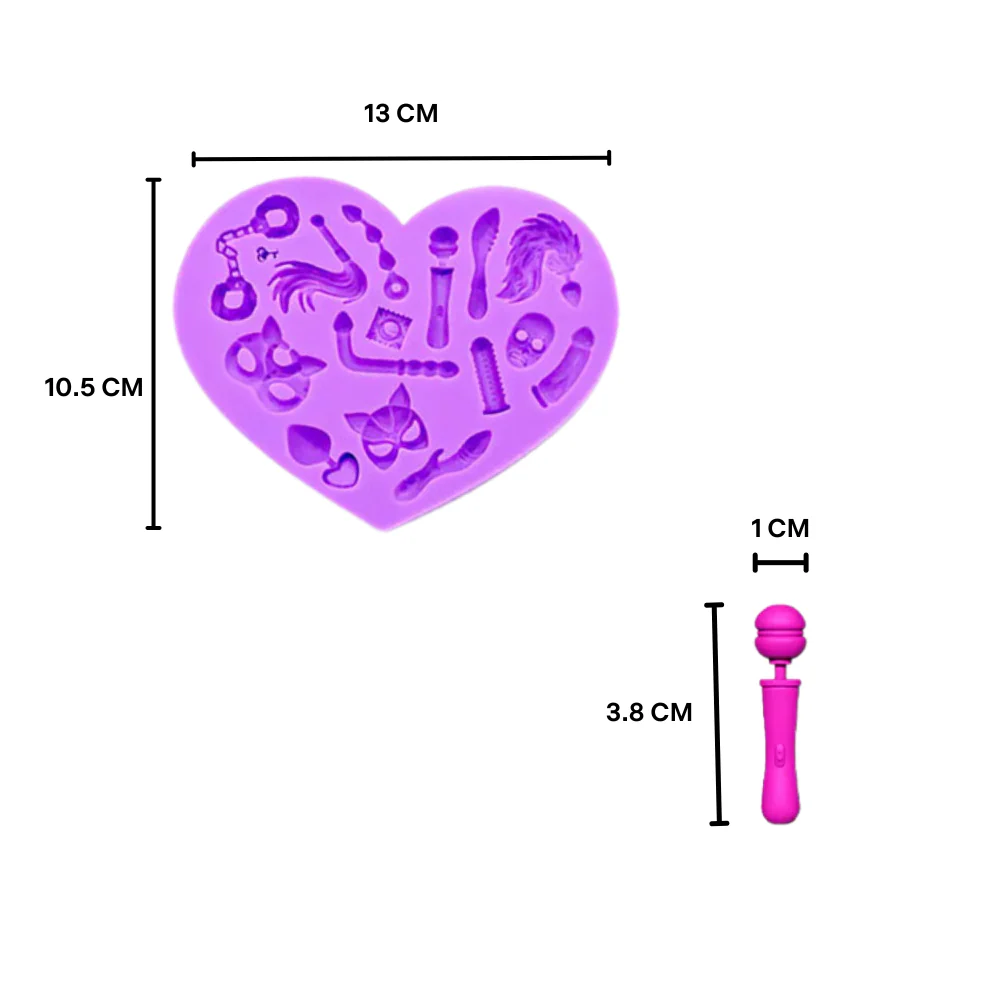 Molde de Silicón Corazón con Utensilios Sexys Fondant - Imagen 3