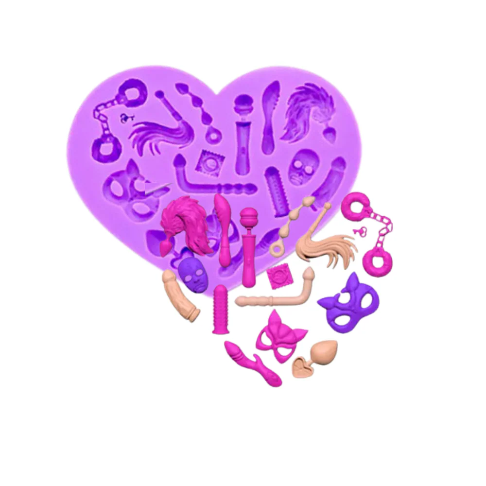 Molde de Silicón Corazón con Utensilios Sexys Fondant - Imagen 2