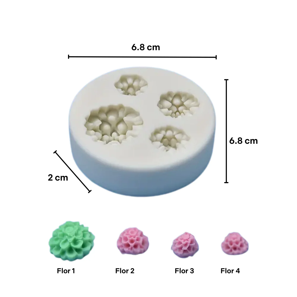 Molde 4 Flores Fondant Mini Dalias - Imagen 3