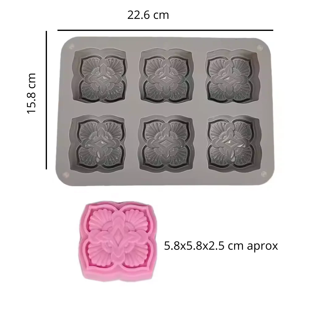 Molde de silicón 6 cavidades mosaico Otom para jabón - Imagen 4