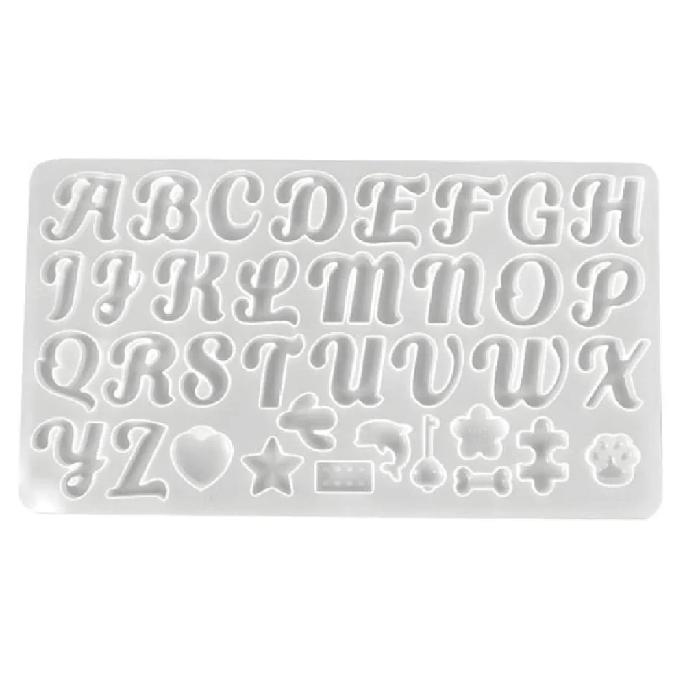 Molde de Silicón Abecedario y Figuras Invertido para Colgantes en Resina - Imagen 2