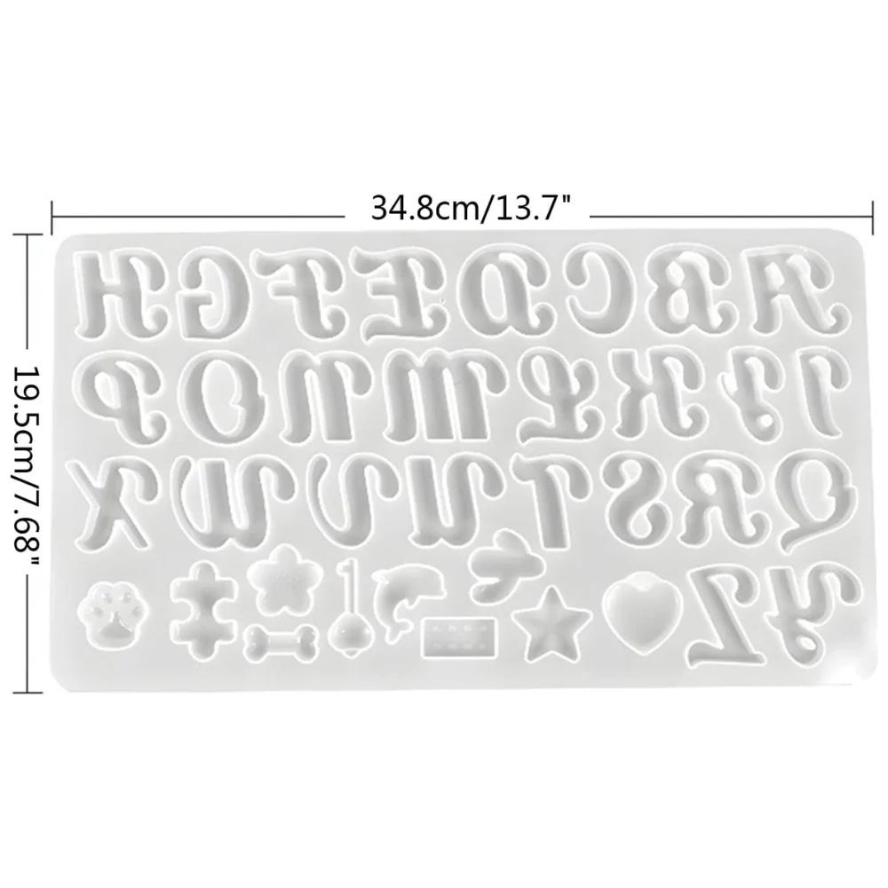 Molde de Silicón Abecedario y Figuras Invertido para Colgantes en Resina - Imagen 4