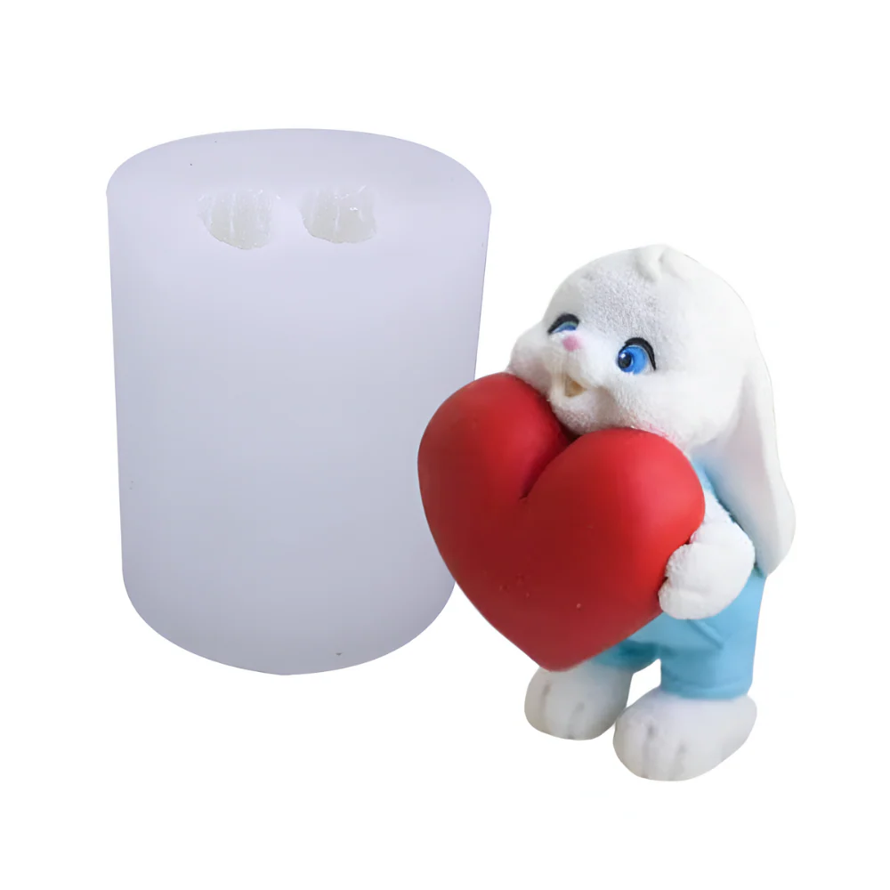 Molde Conejo con Corazón Romantico 3D