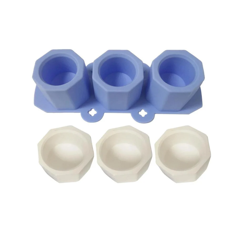 Molde de Silicón 3 Macetas Octagonales Chicas