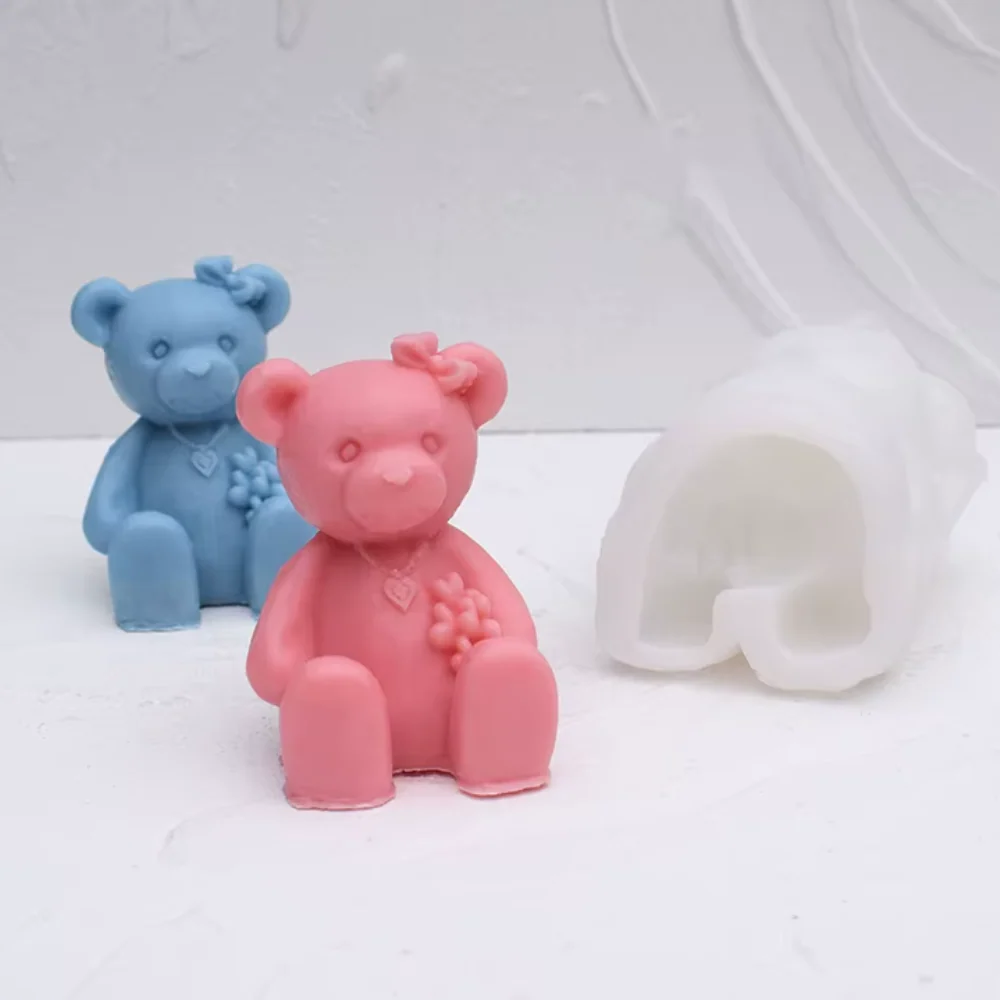 Molde Osita Tierna 3D Con Corazones - Imagen 3