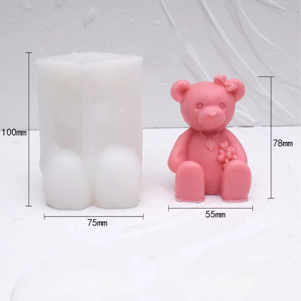 Molde Osita Tierna 3D Con Corazones - Imagen 4