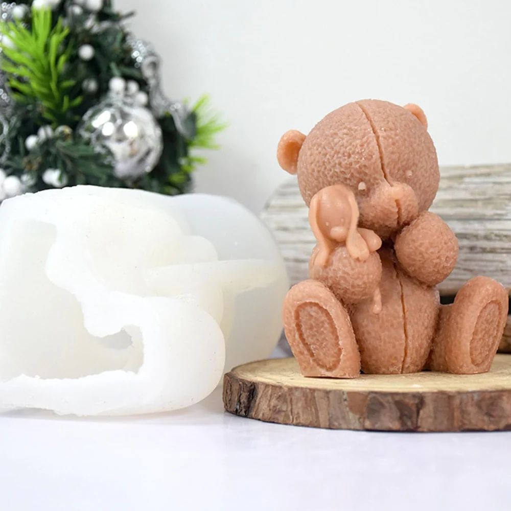 Molde Oso de Peluche Con Conejito 3D - Imagen 5
