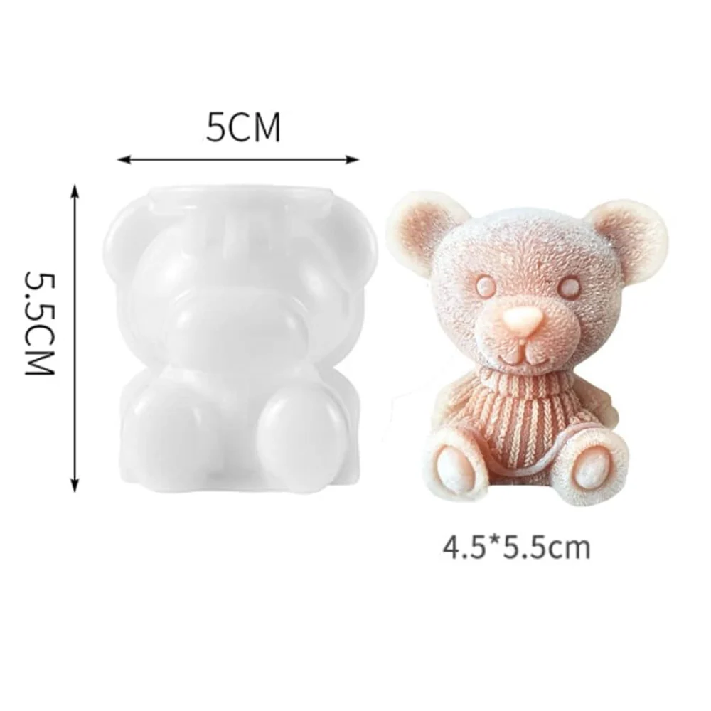 Molde Oso con Suéter en 3D Tierno 5 cm - Imagen 3