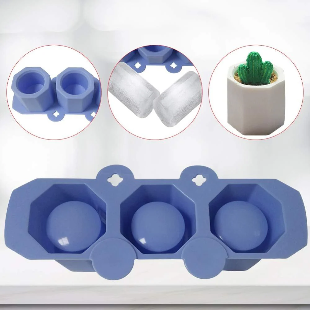 Molde de Silicón 3 Macetas Octagonales Chicas - Imagen 4