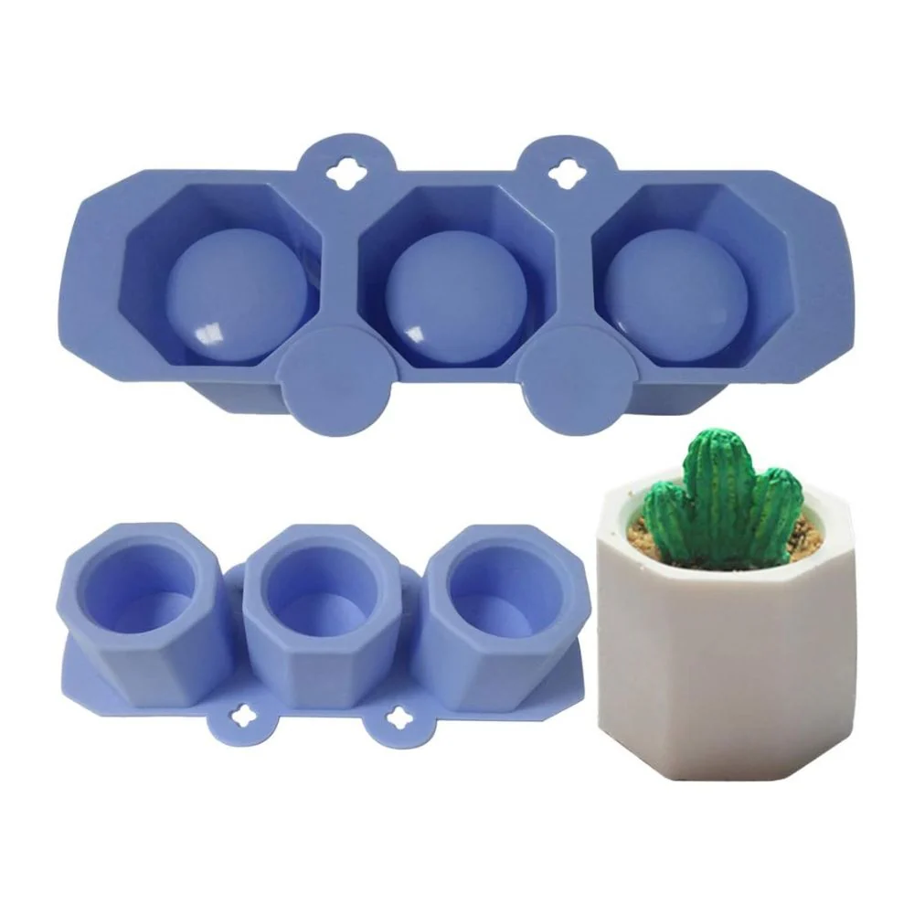 Molde de Silicón 3 Macetas Octagonales Chicas - Imagen 2