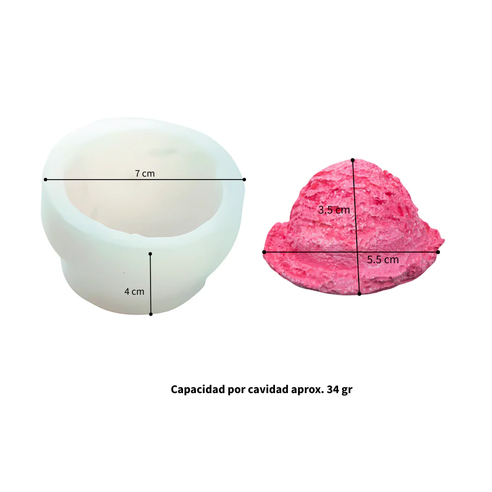 Molde de Silicón Bola de Helado para vela - Imagen 3