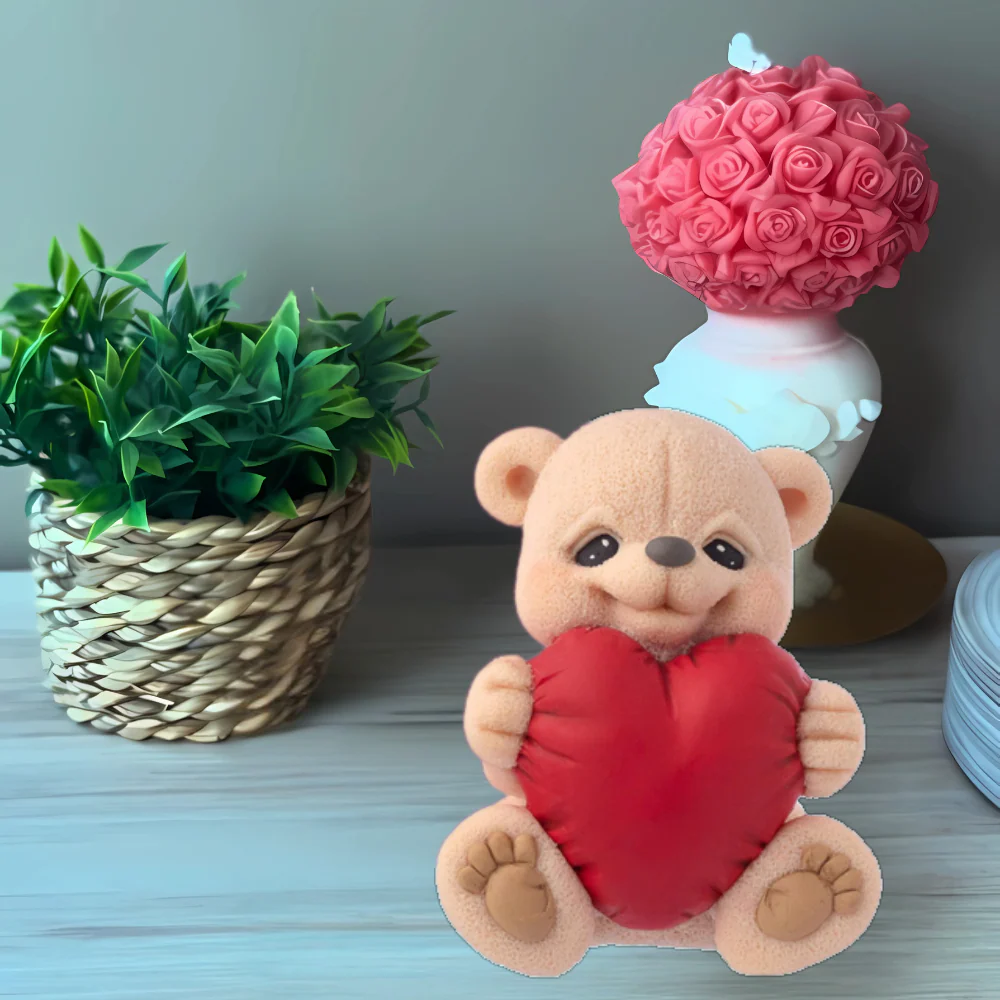 Molde Oso De Gran Corazón vela 3D - Imagen 2