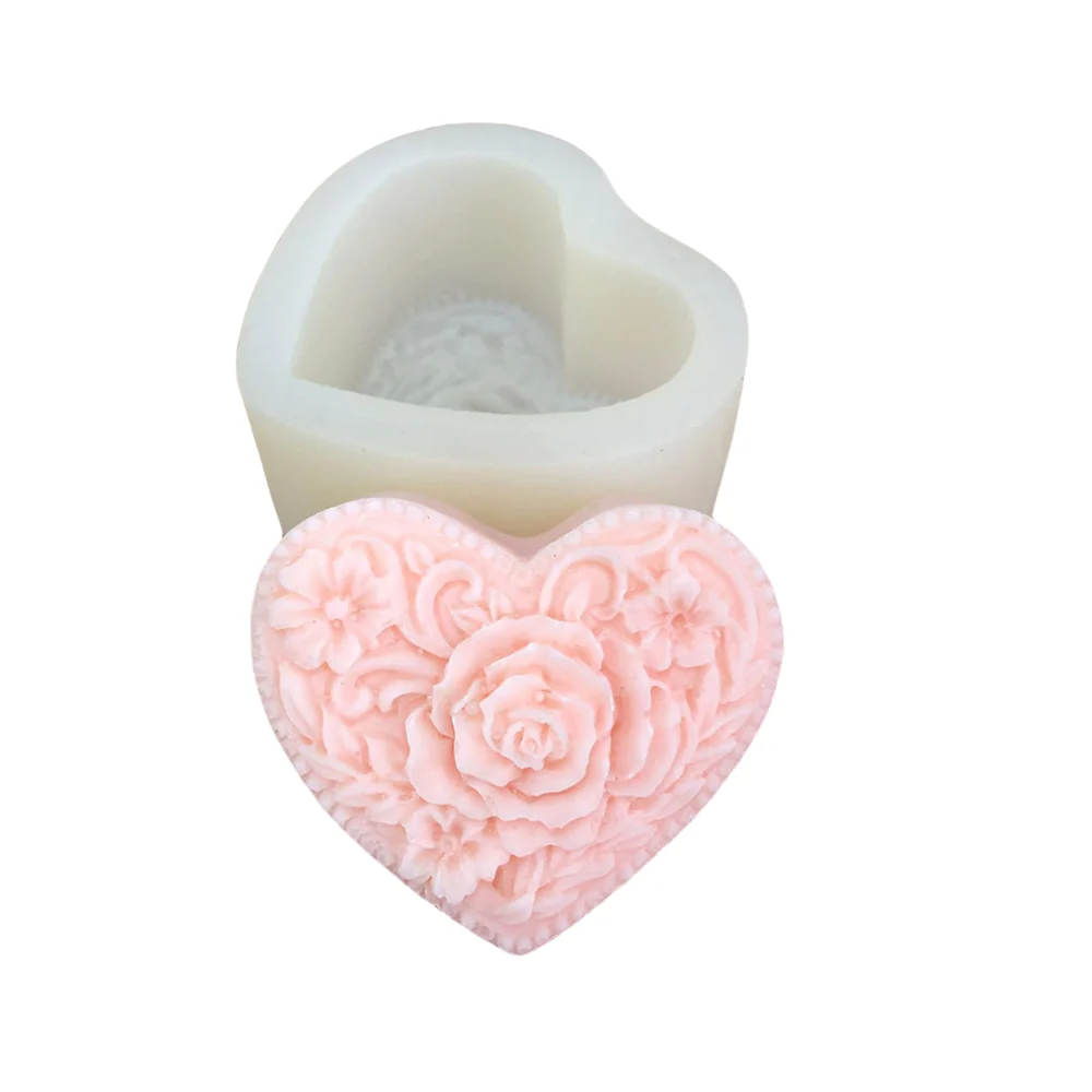 Molde Corazón con Rosa 3D