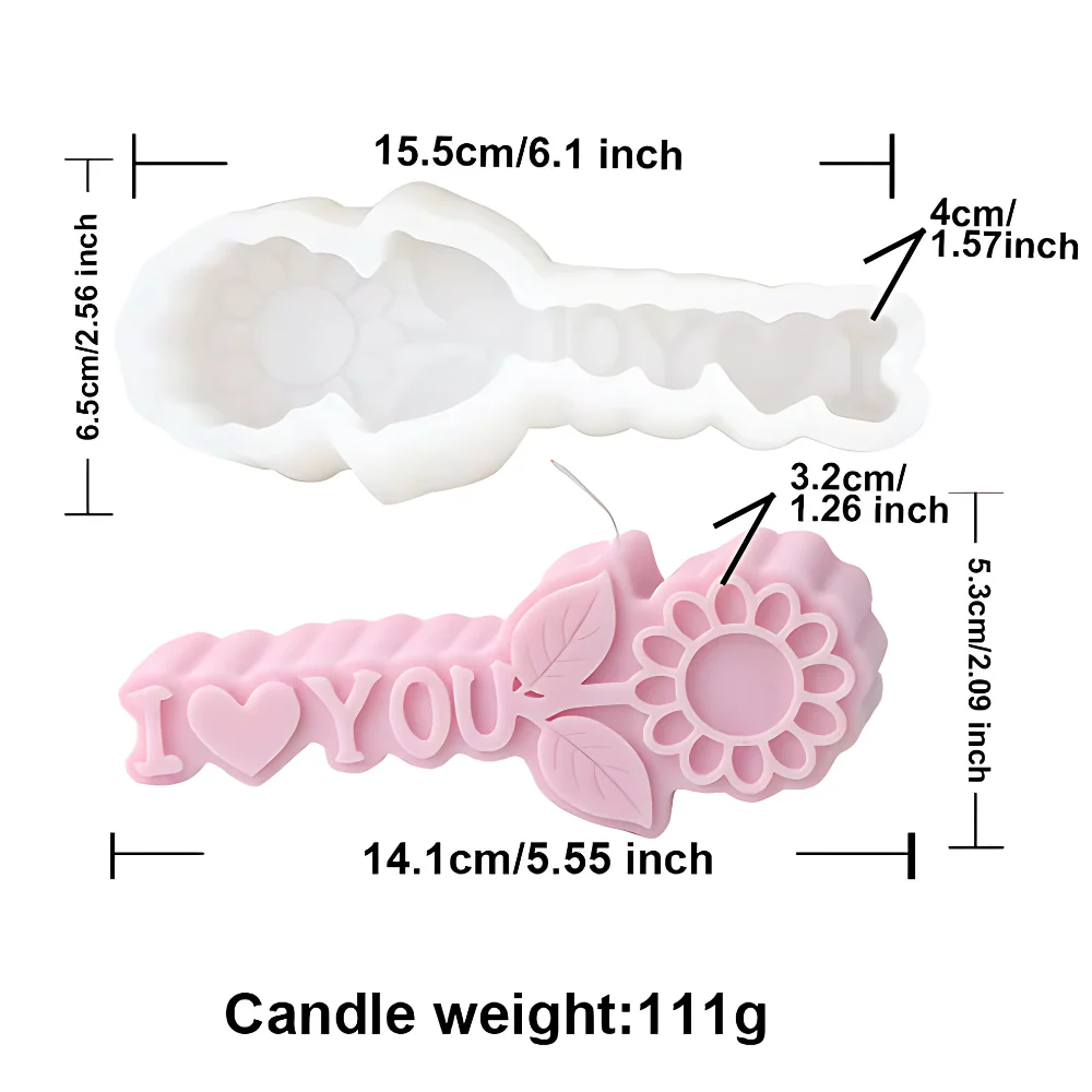 Molde Flor I Love You para Vela 2D - Imagen 3