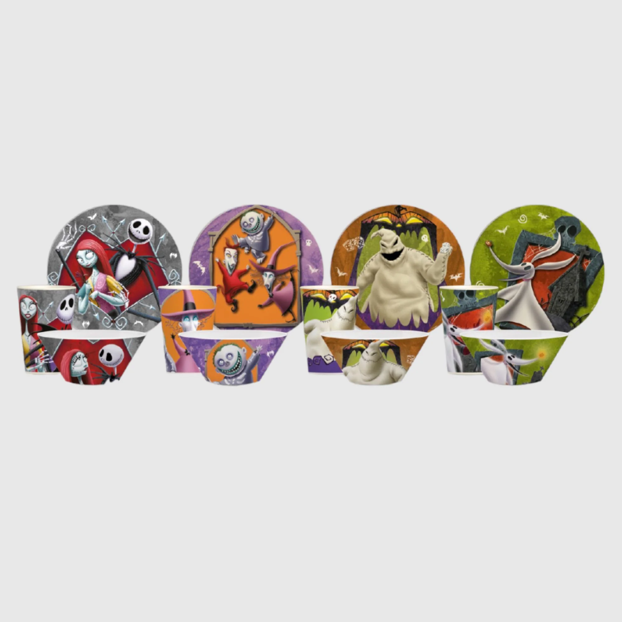 Vajilla Ecológica Fun Kids The Nightmare Before Christmas El Extraño Mundo de Jack Fibra de Bambú 16 pzas 4 personas