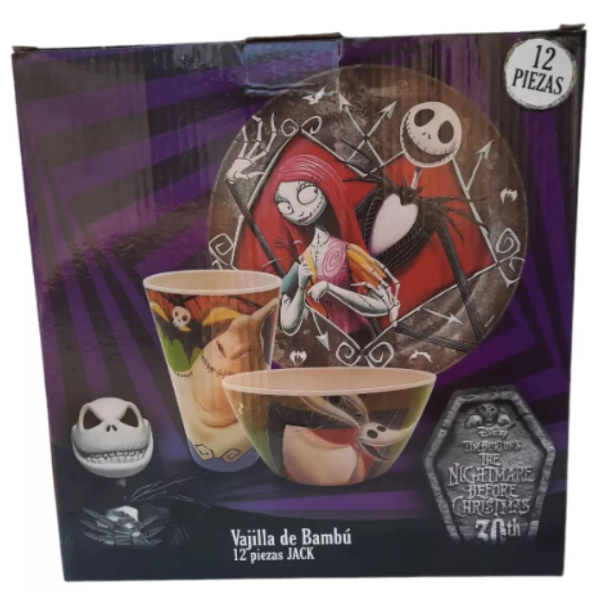 Vajilla Ecológica Fun Kids The Nightmare Before Christmas El Extraño Mundo de Jack Fibra de Bambú 16 pzas 4 personas - Imagen 6
