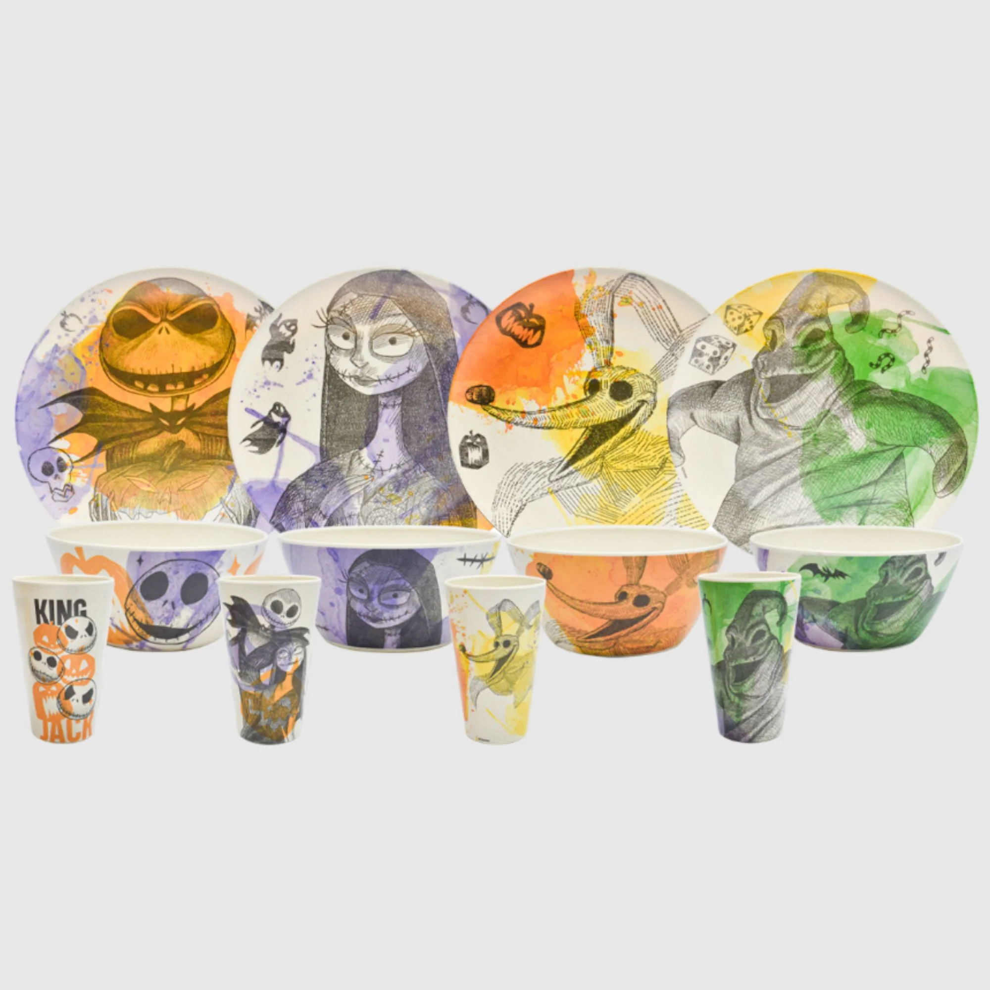 Vajilla Ecológica Fun Kids The Nightmare Before Christmas El Extraño Mundo de Jack Fibra de Bambú 16 pzas 4 personas - Imagen 8