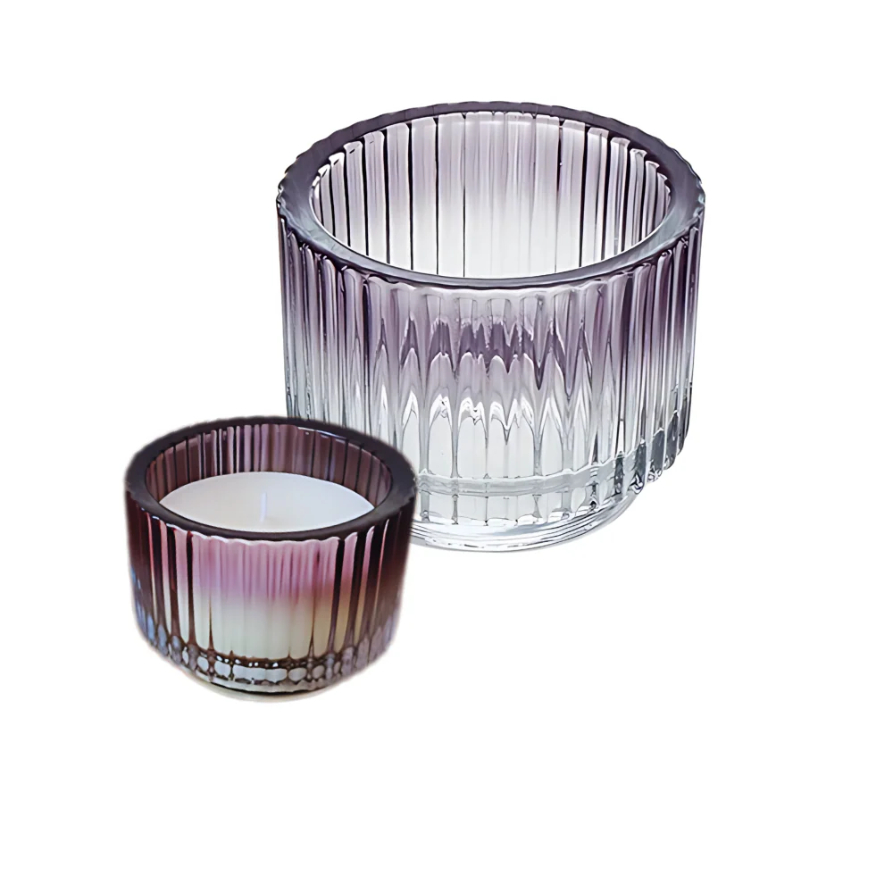 Frasco Porta Vela Rayas Morado 9.2x7cm 230 ml - Imagen 2