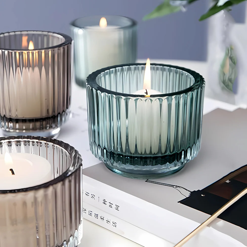 Frasco Porta Vela Rayas Morado 9.2x7cm 230 ml - Imagen 4