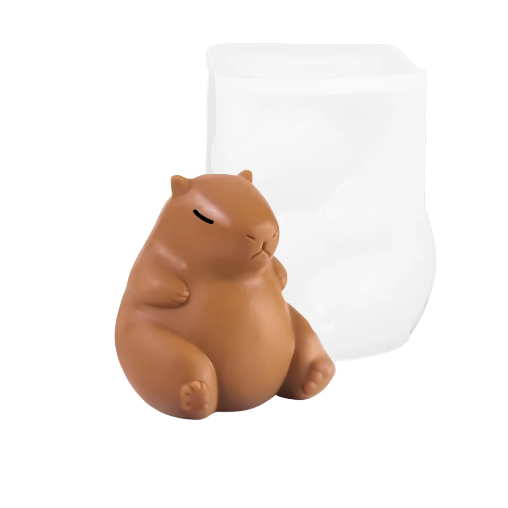Molde de silicón capibara sentada 3D para vela